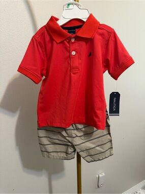 Nautica Bright Red Toddler Polo